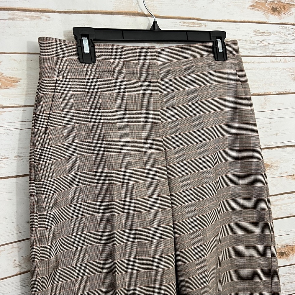 Ann Taylor Houndstooth Plaid High Rise Wide Leg Pants - Picture 2 of 5
